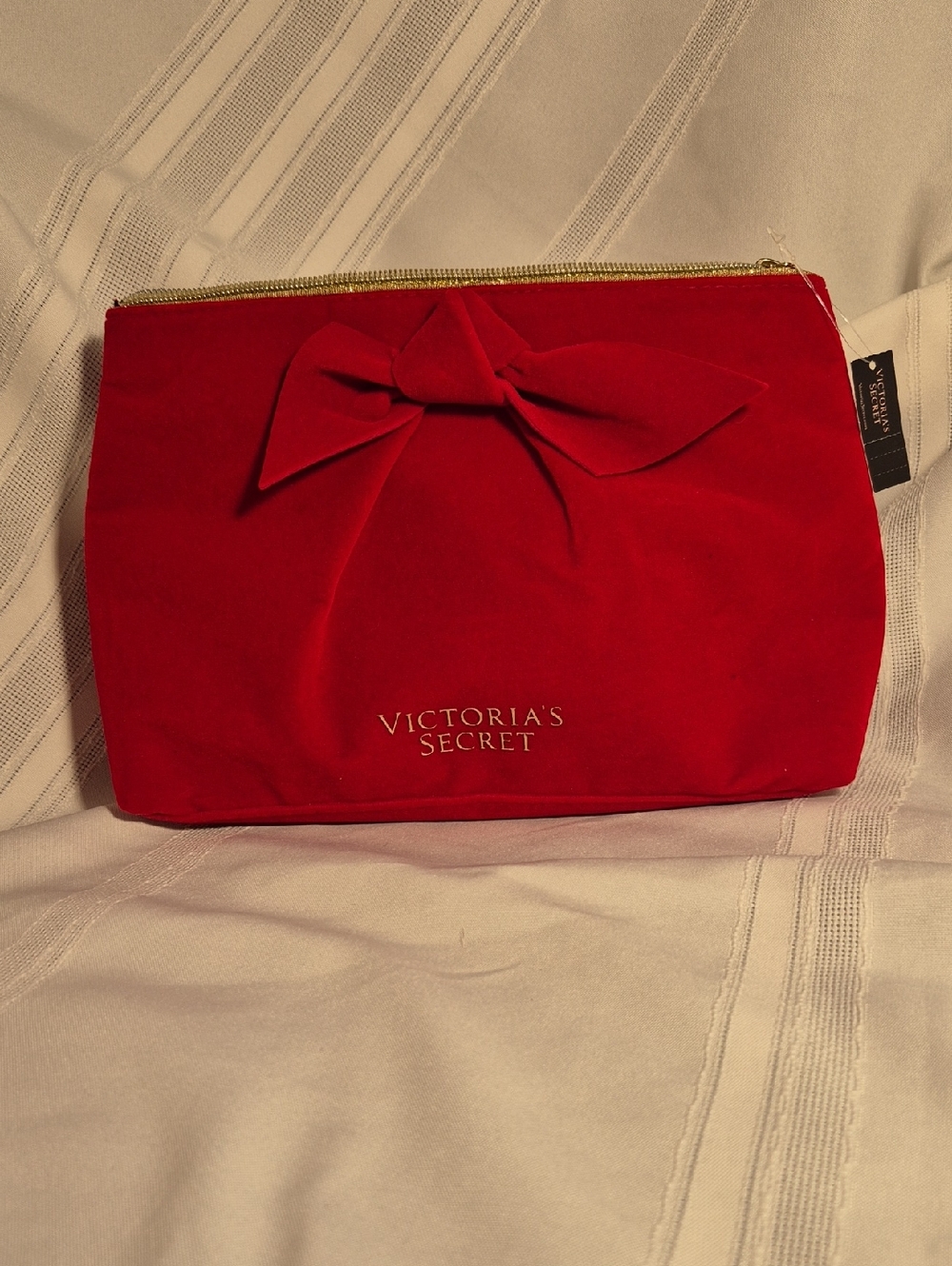Victoria's Secret Red Velvet Bow Makeup Pouch